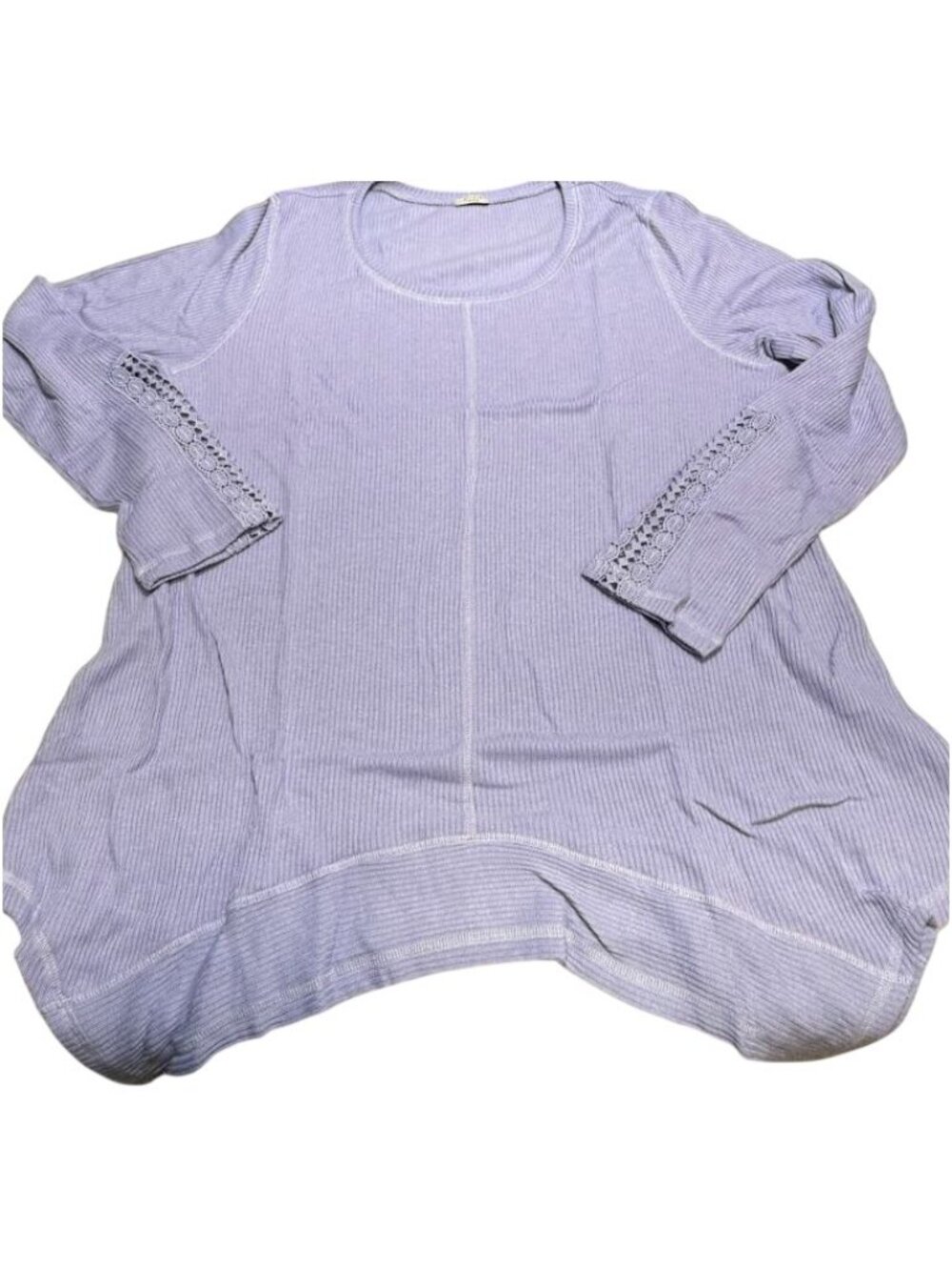 Studio 1886 Ribbed Knit 3/4 Sleeves Lavender Touch Of Lace Tunic Top Size XL - Picture 2 of 7